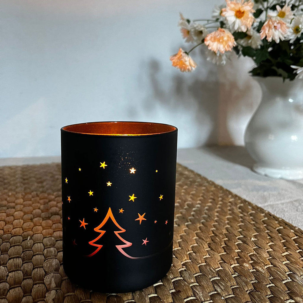 Christmas Forest - matt black candle container - 300ml