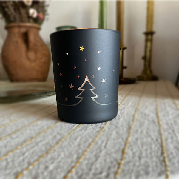 Christmas Forest - matt black candle container - 300ml
